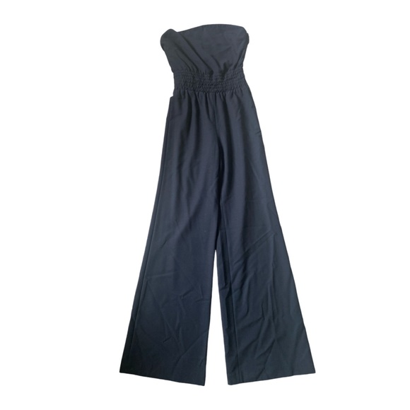 KATIE ZORN Black Strapless Wide Leg Jumpsuit Romper 4 - Picture 5 of 5